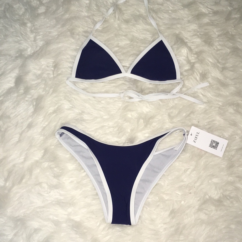 Zaful blue and white bikini